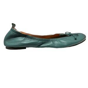 Selaria Richards Green Leather Ballet Flat Shoes Size 36